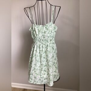Girls' Mint Green Floral Smocked Sundress with Ruffle Trim C12